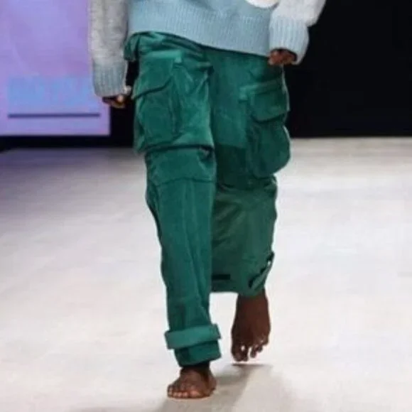3.PARADIS PINO MULTI CORDUROY CARGO POCKET PANTS IN GREEN